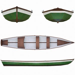 Painted Wooden Boat v9