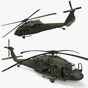 Sikorsky UH 60 Black Hawk Helicopter US Army Green Rigged 3D model