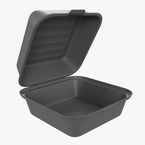 Compostable take-away container open gray 3D model