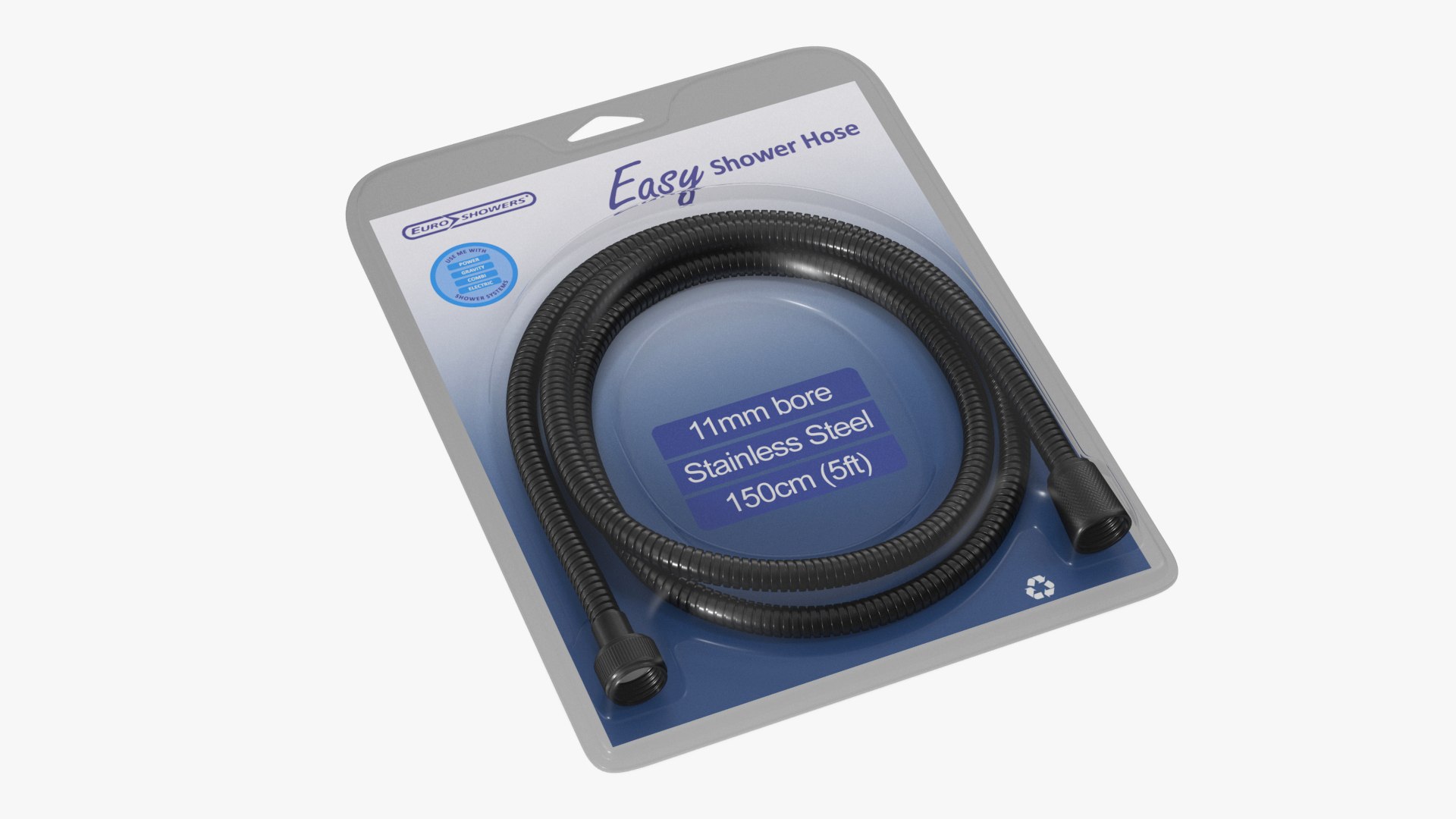 Packed Shower Hose Black 3D model preview