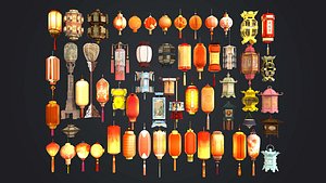 Realistic Chinese Lantern Collection 3D model
