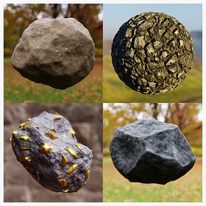 Procedural Rock Collection - 4 Premium Blender Shaders model