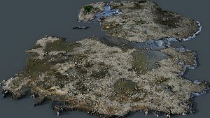 riverbed beach terrain rocks PBR photogrammetry 3D model