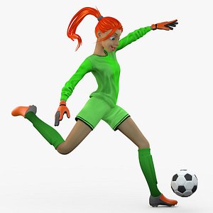 3d model female soccer player kick