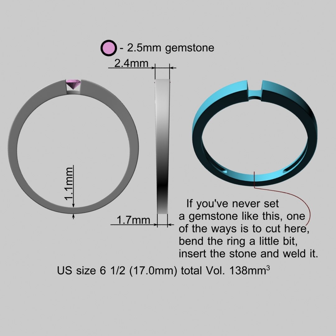 3D Single Diamond Fashion Gold Ring Model - TurboSquid 1885790