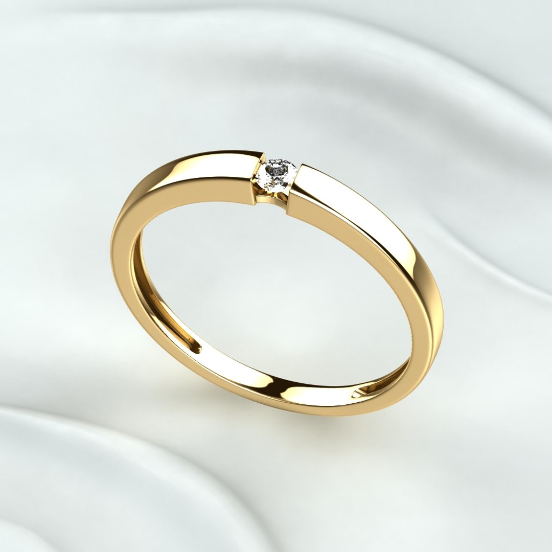 3D Single Diamond Fashion Gold Ring Model - TurboSquid 1885790