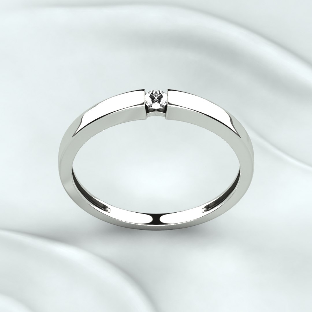 3D Single Diamond Fashion Gold Ring Model - TurboSquid 1885790