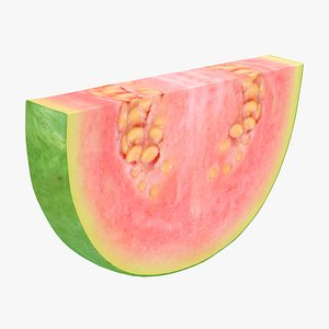 realistic pink guava slice 3D