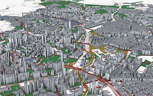 3D town structure cityscape model