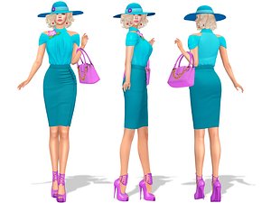 elegant teal outfit 3D model