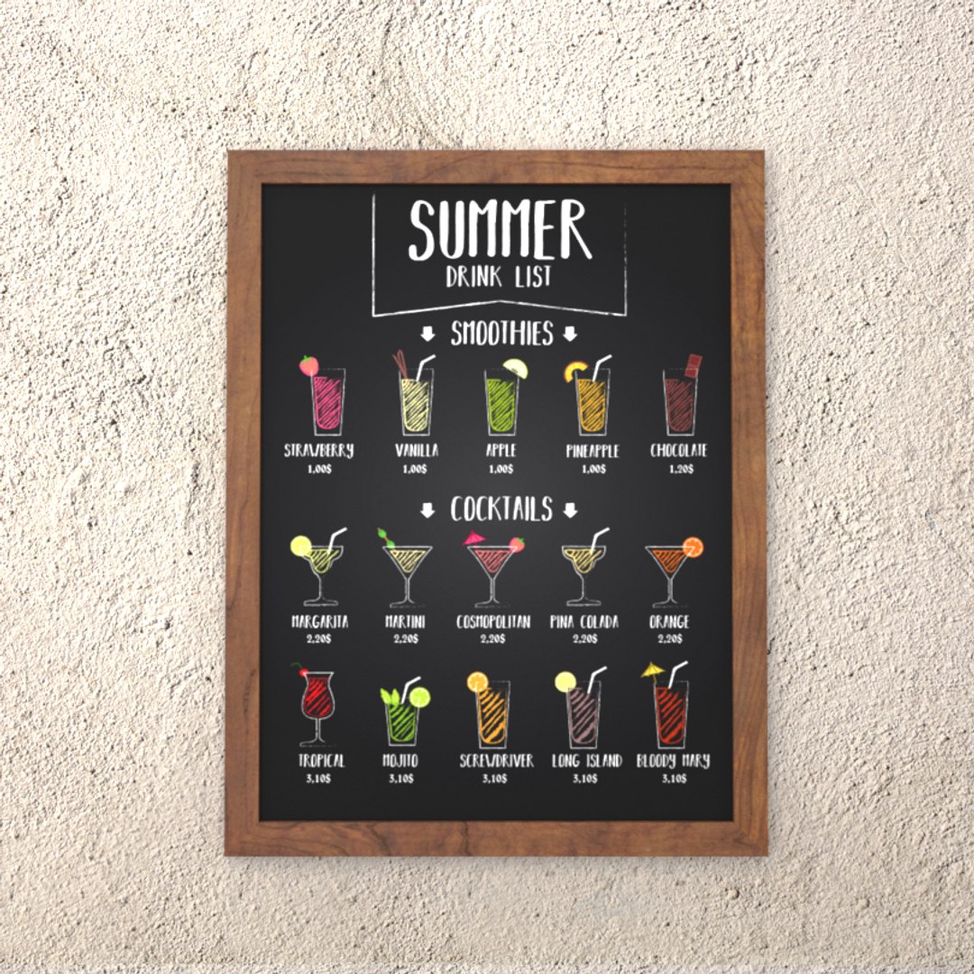 Restaurant Menu Board 3d Model