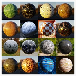 Procedural Surface Shader Collection - 17 Blender Materials model