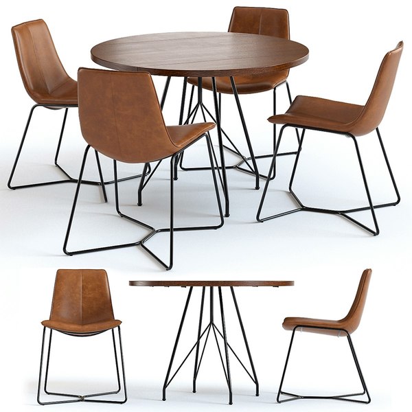 West Elm Jules Table und Slope Chairs 3D Modell TurboSquid 1488467