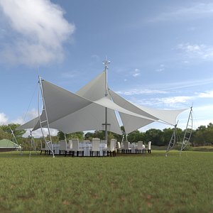 Served Dining Table Under Tent Cover model