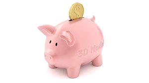 3D model Piggy Bank With Gold Coin