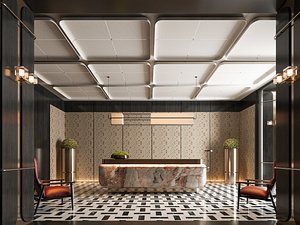 3D Modern hotel lobby model