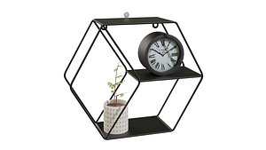 Hexagon Wall Metal Shelf Black