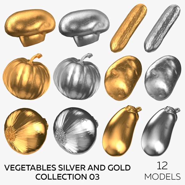 3D Vegetables Silver and Gold Collection 03 - 12 models