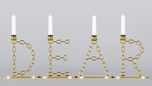 Alphabet Dear Chain Candleholder 3D Model True PBR Renders Zero Cleanup UVs 4 LODs 4K PBR Textures