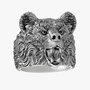 Bear head ring  jewellery 3D model 3D