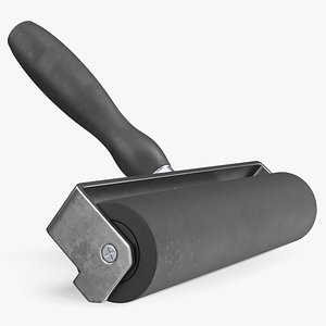 3D Rubber Ink Brayer With Plastic Handle Black model