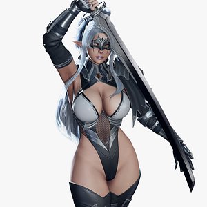 3D Dark Elf Blader - Game Ready model