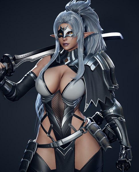 3d dark elf blader - game ready model