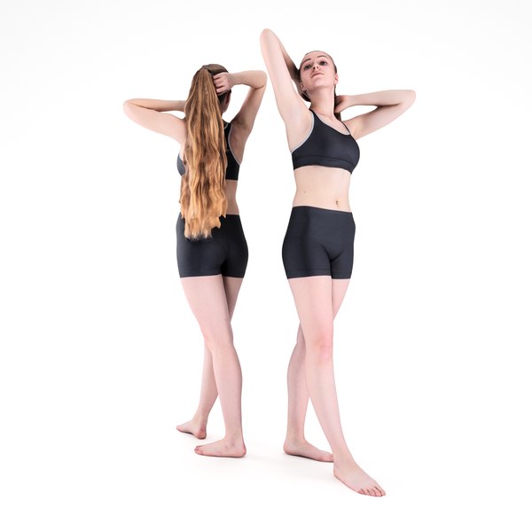 scanned human sporty young woman 3D model