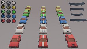 Low poly car model with various modifications