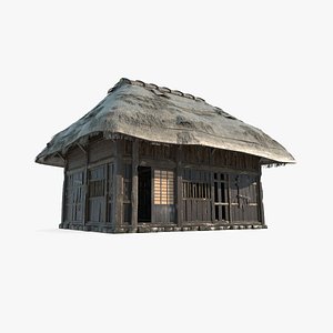 Asian ancient architecture thatched hut 3D