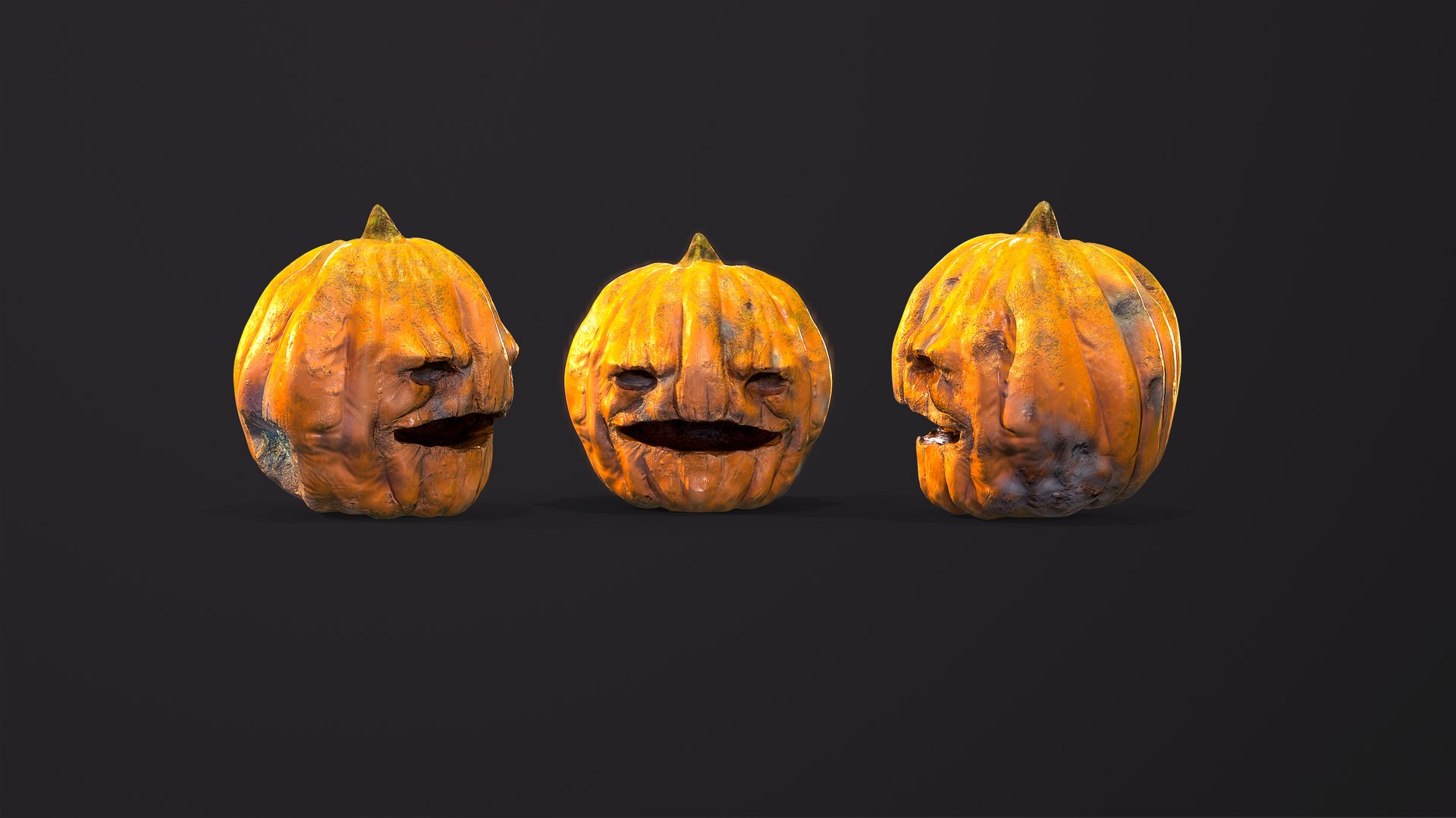 3D Model Rotten Halloween Pumpkin - TurboSquid 1954208