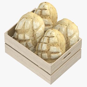 3D Wooden Crate With Bread 06 model
