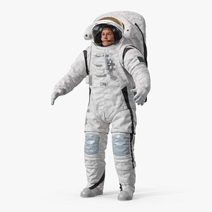 3D model Modern Lunar Mission Spacesuit with Astronaut A-pose