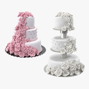 Multilevel Wedding Cakes Collection 3D model