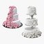 Multilevel Wedding Cakes Collection 3D model