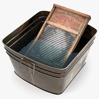 Antique Washboard in Aged Bronze Basin