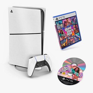 PlayStation 5 with Game Disc Collection 3D model