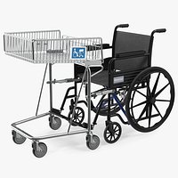 Wheelchair with Disabled Persons Shopping Cart