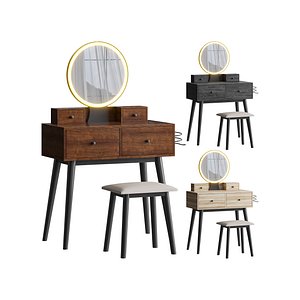 Ensemble coiffeuse avec tabouret et miroir Kyla model