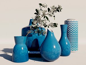 blue vases 3D model