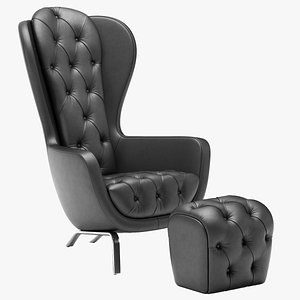 Guelfo Armchair and Pouf 3D model