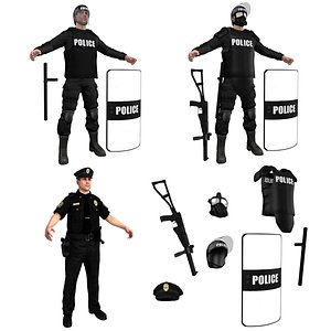 3d police officers pack model