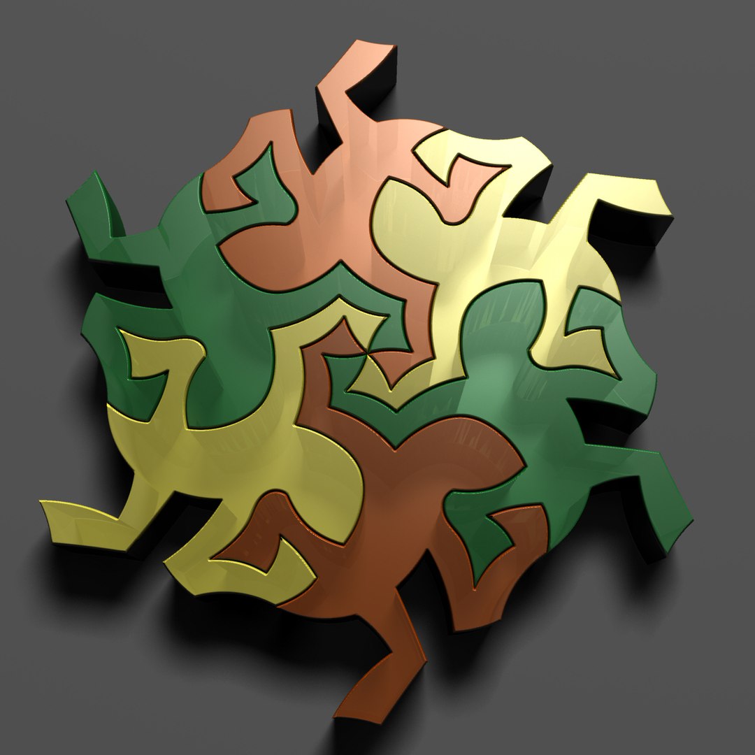 3d Model Of Escher Lizard Pattern