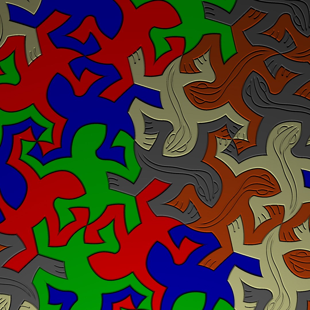 3d Model Of Escher Lizard Pattern