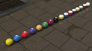 3D American Pool Balls