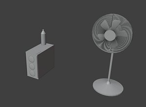 bottle on a PC and a fan 3D model
