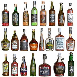 bottles alcohol 3D