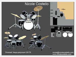 drum set 3d obj