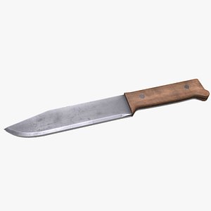 Old Vintage Kitchen Knife Low-poly PBR model