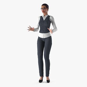 business style woman rigged 3D model